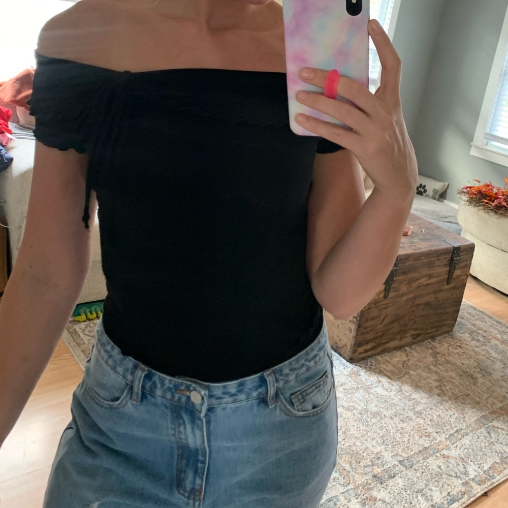 Off the shoulder black top